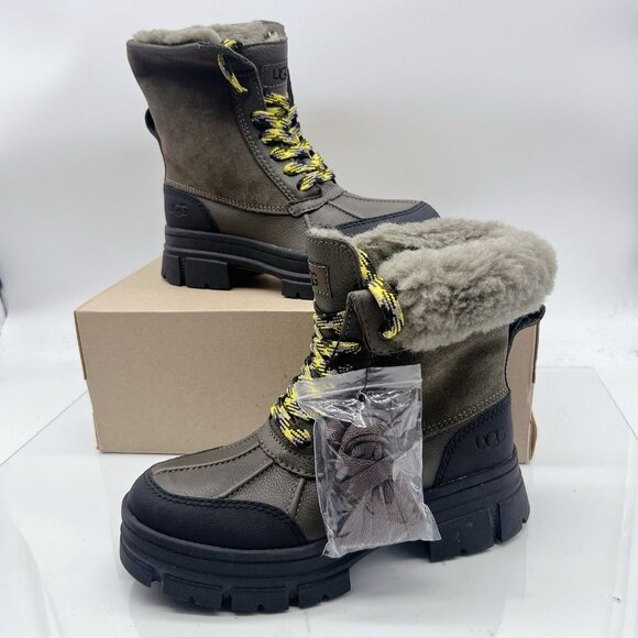 Ugg Ashton Addie Slate Platform Waterproof Combat Boots Women's US 5.5 NEW - Picture 1 of 14